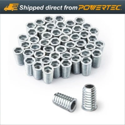 POWERTEC 3/8"-16 Dado avvitabile zincato lungo 1", progetto lavorazione legno (QTI1001) - Immagine 1 di 4