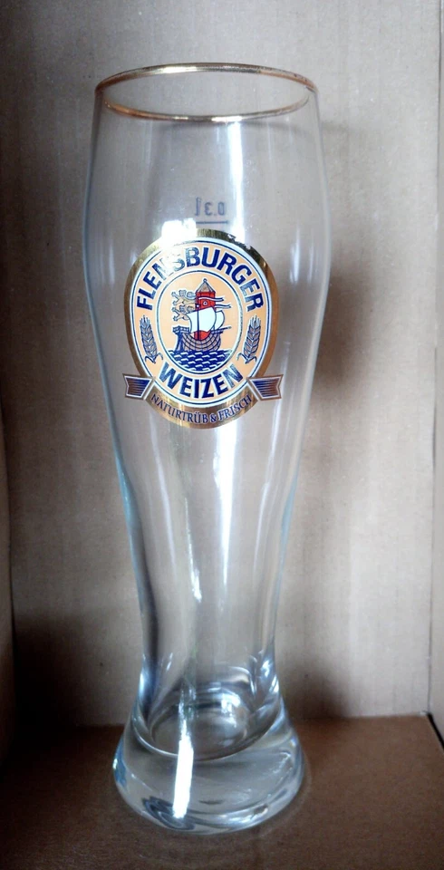 4 biergläser flensburger weizen 0,3 l goldrand neu - Bild 1 von 1