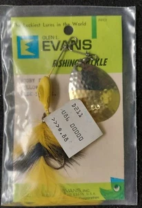 Vintage Glen L Evans neu in Verpackung 5/8 Unzen gelb/schwarz gefiedert "Booby Trap" Spinnerbait - Bild 1 von 1