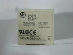 NIB Allen Bradley 800MR-QB24AA small round push button amber lens 24v series D - Picture 1 of 2