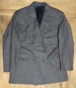 Polo Ralph Lauren Wool/Cashmere Houndstooth Double Breasted Tweed Blazer Men 42R - Picture 1 of 13
