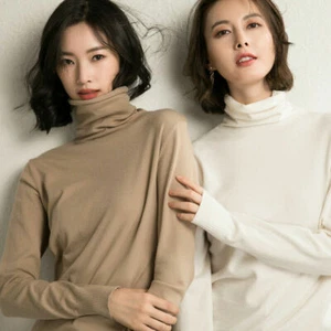 Sweater Turtleneck Pullovers Knit Tops Bottoming Womens Sweater Stretch Jumpers - Picture 1 of 24