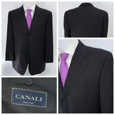 Canali Blazer Jacket 42R Black Check 3B 2V Pick Stitch Made in Italy YGI W4-53 - Image 1 of 4