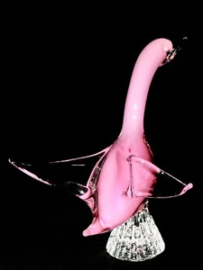 OBALL VETEREIA ARTISTICA MURANO PINK OPALINE CASED GLASS DUCK 11" CLEAR WINGS - Picture 1 of 17