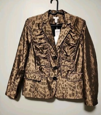 Chico's Women's Lady Leopard Layla Pattern Blazer Size 2/L NWT - Image 1 of 4