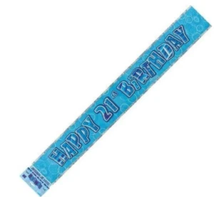 Blue Silver Holographic 21st Birthday Backdrop Bunting Banner 3.6m - Picture 1 of 1