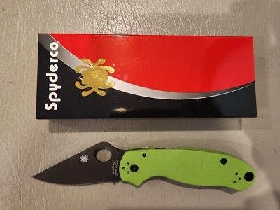 Spyderco Para 3 Neon Green G-10 CPM 20CV Black Blade Exclusive Rare (C223GNGRBK) - Image 1 of 4