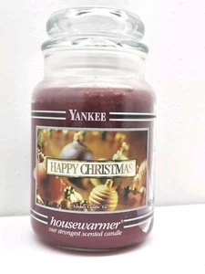 Yankee Candle- HAPPY CHRISTMAS- Discontinued. BLACK BAND. Housewarmer. RARE. New - Picture 1 of 9
