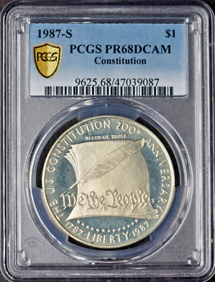 1987-S Constitution Silver Dollar Toned PCGS PR68DCAM Shield ✪COINGIANTS✪ - Image 1 of 2