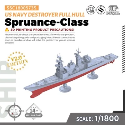 SSMODEL V2.0 Military Model US Navy Spruance-Class Destroyer Full Hull GAMES - Image 1 of 4