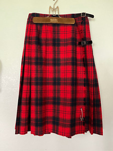 Scotland House Ltd, wool kilt tartan red, pleated Made In Great Britain sz sm