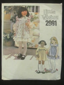 VOGUE PATTERN - 2091 GIRLS TODDLER DRESS JUMPER SUNDRESS YOKE FRILLS SIZE 4 USED - Picture 1 of 2