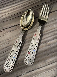 Danish Gilded Christmas Spoon & Fork Flatware Set, Denmark 1939 - A. Michelsen - Picture 1 of 6