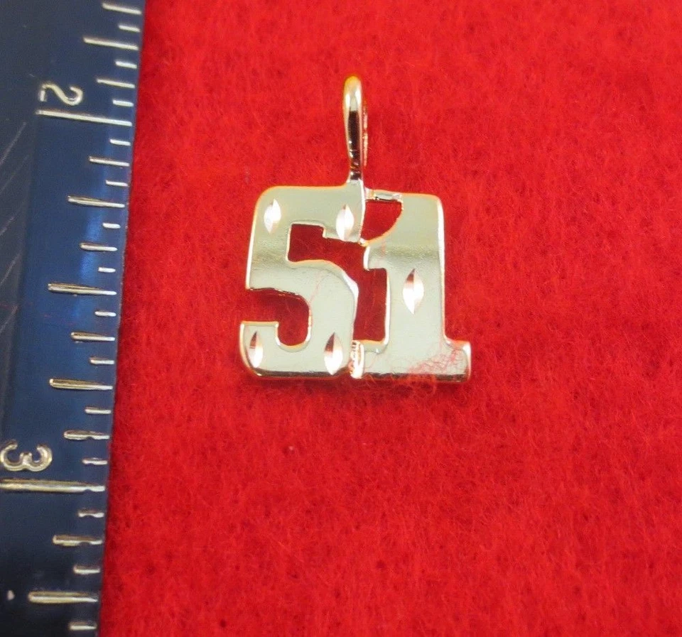 14KT GOLD PLATED NUMBER "51" DIAMOND CUT CHARM - Image 1 of 1