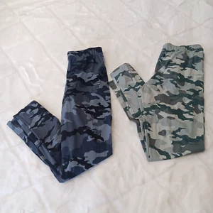camouflage leggings - 2 pairs - green and dark blue - womens jr size small (3-5) - Picture 1 of 8