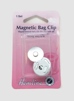 Hemline Magnetic Bag Clip Closure - 19mm - Silver Clasp Fastener - Image 1 of 2