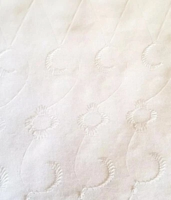Vintage Sewing Fabric White Cotton Eyelet Lace Crafts Quilting 2ydsX48" - Image 1 of 2