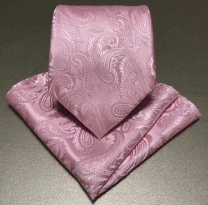 Classic Paisley Neck tie and & Pocket Square Hankie Set 2PC Formal Party Wedding - Picture 1 of 37