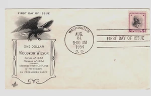 FDC sc 832c sgl $1.00 Woodrow Wilson ,cachet = AMERICAN EAGLE - Picture 1 of 1