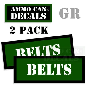 CINTURONES Lata de Munición 2x Etiquetas VERDES Estuche de Municiones Calcomanías Adhesivas Paquete de 2 3"x1.15" - Imagen 1 de 2