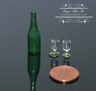 1:12 Dollhouse Miniature Green Glass Decanter with Two Glasses BD HB515