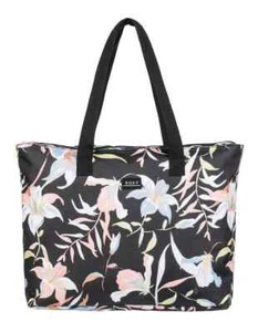 ROXY Skinny Skinny Love 28L Tote Bag in Black beach floral print - Picture 1 of 4