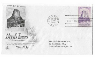 1956 U.S. FIRST DAY COVER - DEVILS TOWER 3 CENT 50TH ANNIVERSARY - Image 1 of 2