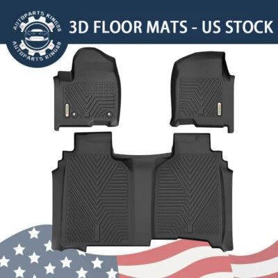 3D TPE Floor Mats for 2019-2026 Chevy Silverado Sierra 1500 2500/3500HD Crew Cab - Image 1 of 4