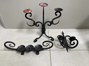 Hand Made wrought Iron Candle Set Uk - Picture 1 of 4