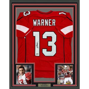Framed Facsimile Autographed Kurt Warner 35x39 Arizona Red Reprint Auto Jersey - Picture 1 of 2