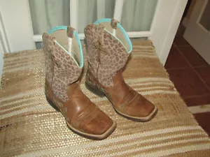 Ariat Crossroads Boots Youth Size 4 Square Toe Western Cheetah Cowboy 10017311 - Picture 1 of 11