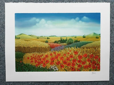 Ivan Stefanek Farbserigraphie "Mohn im Kornfeld"  nummeriert mit X / XXXV - Bild 1 von 4