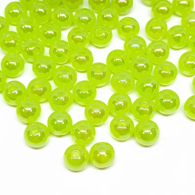 100pcs 8mm AB green iridecent round acrylic beads for DIY Craft Jewellery Making - Image 1 of 4