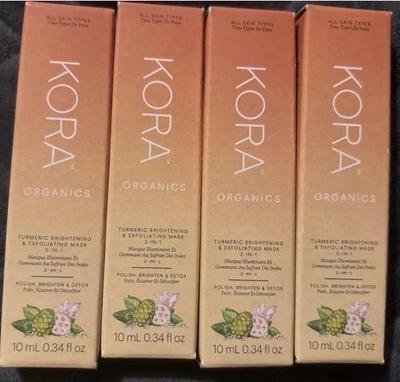 x4 Kora Organics Turmeric Brightening Exfoliating Face Mask 10ML New In Box - Image 1 of 4