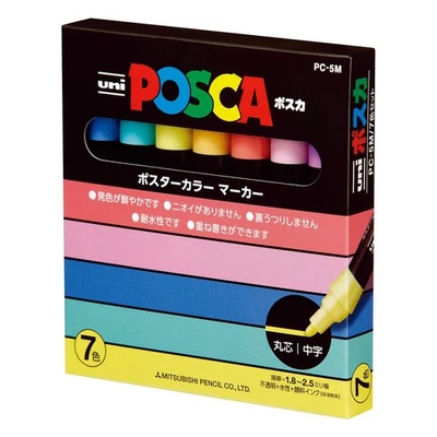 uni mitsubishi pencil water-based pen Posca medium point round core 7color PC5M7 - Image 1 of 4