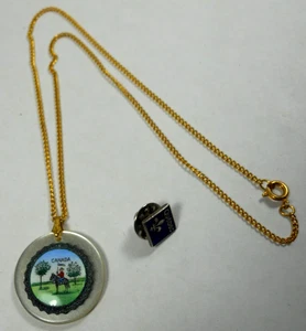 vintage lot souvenir Canadian Canada mounted police pendant & Quebec pin - Picture 1 of 7