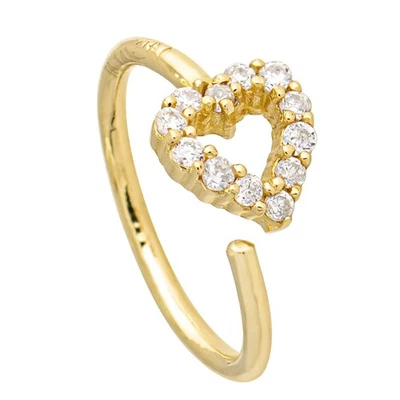 Joyería Avalancha 20G Oro 14K 0.11ctw Diamante Corazón Nariz Aro Anillo, Torcido-abierto Foto 1 de 4