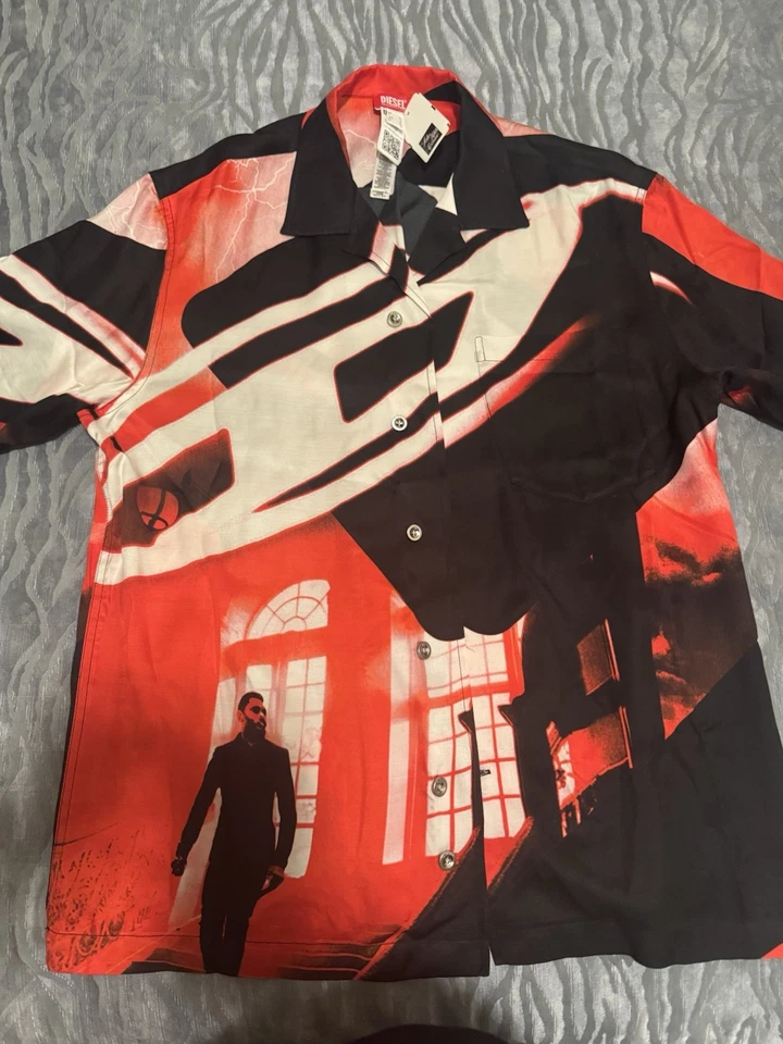 Mens NWT  Diesel s/s button -down shirt Blk/red/wht XL - Image 1 of 4