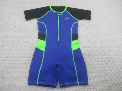 Traje de baño Speedo para niños talla 7/8 de una pieza azul verde UN 50+ Block the Burn Foto 1 de 4