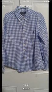 RALPH LAUREN Button Up Boy’s Checked Long Sleeve Collared Dress Shirt Size 8 - Picture 1 of 3