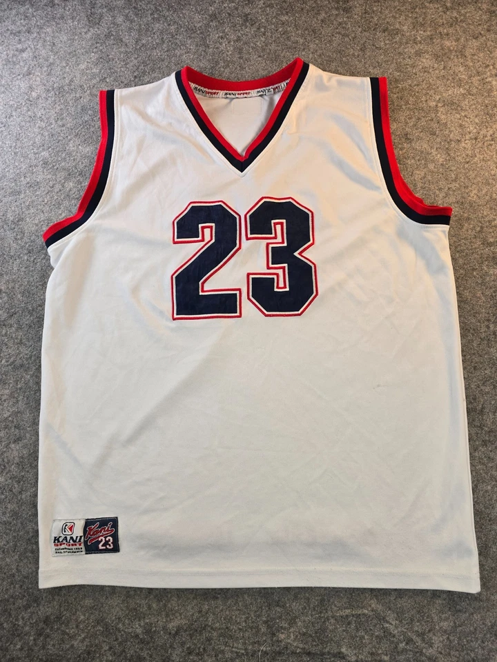 Karl Kani 23 White Jersey Blue Red Trim Men’s XL 90s Hip Hop - Image 1 of 4