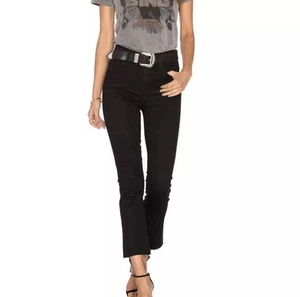 MOTHER Women’s The Hustler Ankle Fray Jeans Not Guilty Black Zip Fly Size 26 - Picture 1 of 12