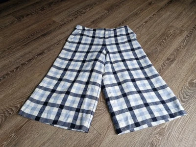 Boden British Tweed wool Culottes Ivory Navy Blue Check trousers cropped wide 14 - Image 1 of 4