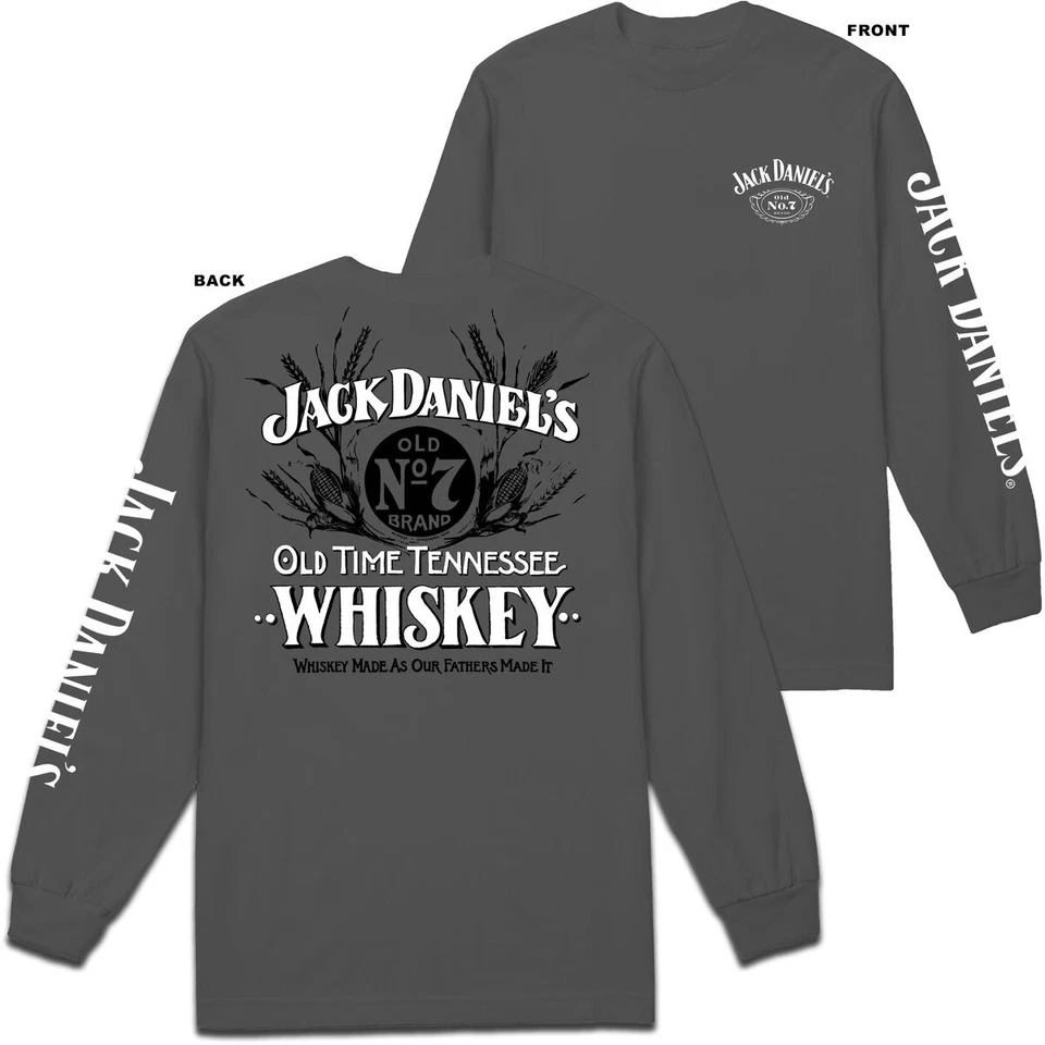 Jack Daniels Charcoal Vintage Tennessee Whiskey Long Sleeve T-Shirt 02-53XL - Image 1 of 1