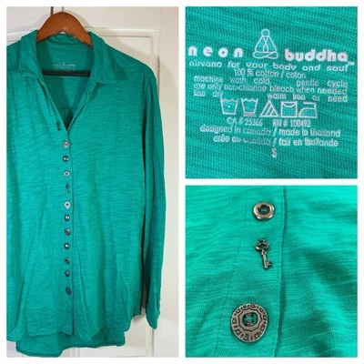 Неоновые Будды Artsy богемное туника верхний женщин маленький негабаритные кнопки сляб хлопок йога - Изображение 1 из 4