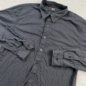 Buckle BKE Contour Dress Shirt Mens XL Black Gray Striped Button Up Office City - Picture 1 of 13