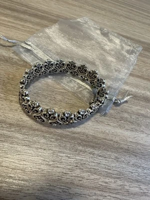 PULSERA ELÁSTICA BRIGHTON ALCAZAR CORAZÓN PLATA FILIGRANA CRISTAL ESTRÁS OS Foto 1 de 4