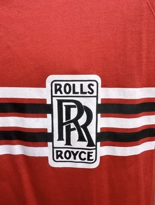Camiseta roja vintage Rolls Royce años 80 adulto talla M logotipo rayas puntada única Foto 1 de 4