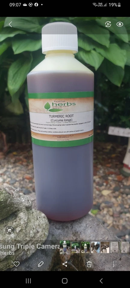 HOME HERBS Organic Turmeric Root (Curcuma longa) - 500ml Herbal Tincture.