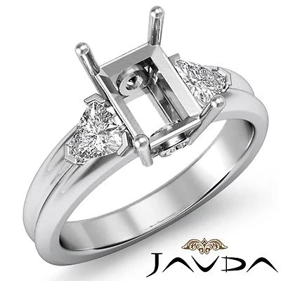 3 石精美钻石万亿翡翠底座订婚戒指 14k 白金 0.6 克拉 — 第 1/4 张图片